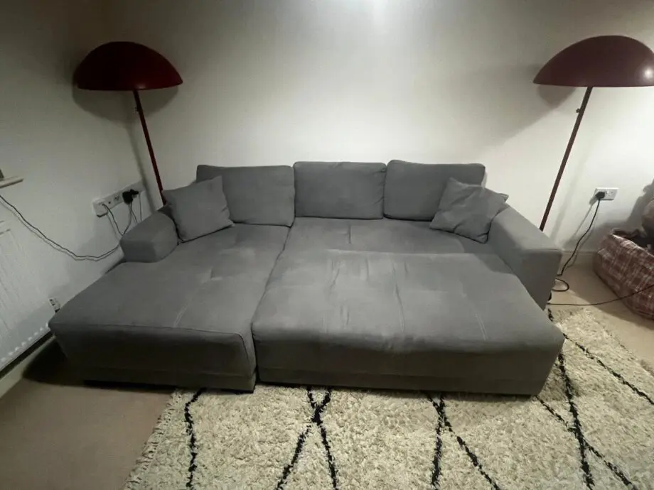 Cimiano Corner Sofa Bed with Storage - Grey Fabric Couch with Pull Out Sofa Bed