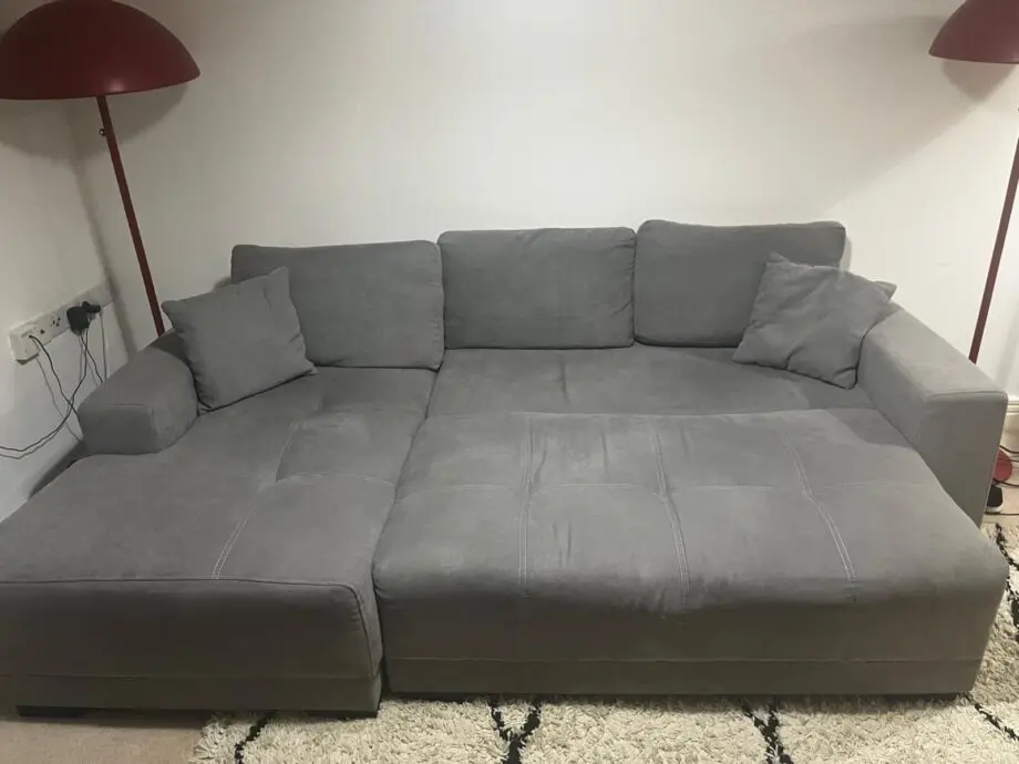 Cimiano Corner Sofa Bed with Storage - Grey Fabric Couch with Pull Out Sofa Bed