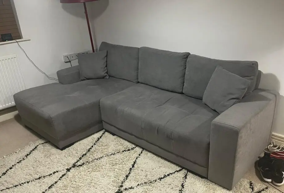 Cimiano Corner Sofa Bed with Storage - Grey Fabric Couch with Pull Out Sofa Bed