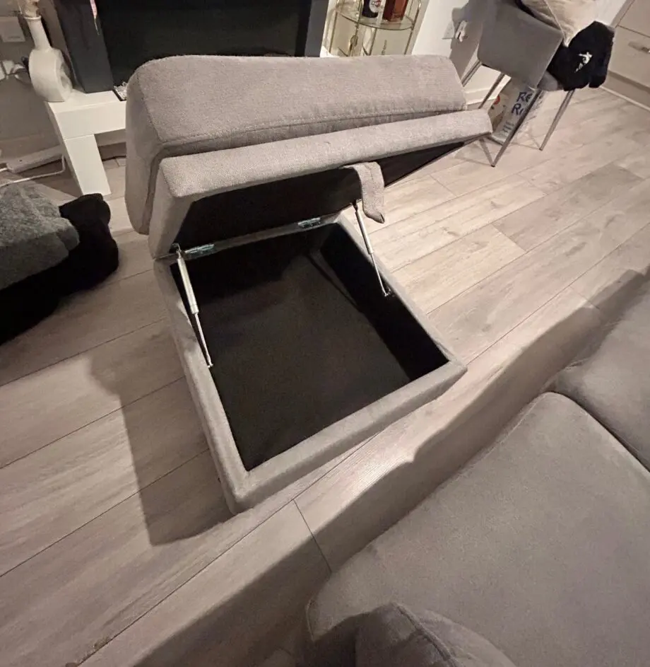 Brunswick Large 4-Seater Storage Chaise Sofa in Light Grey