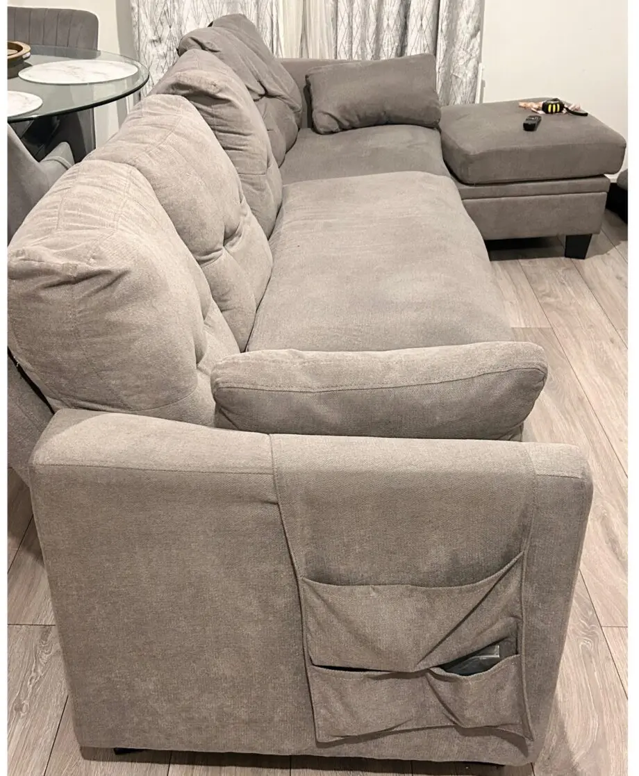Brunswick Large 4-Seater Storage Chaise Sofa in Light Grey