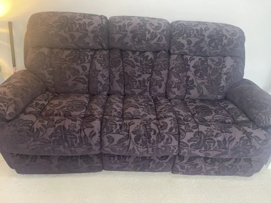 SCS dark purple recliner sofa set (3 seater, 2 seater and armchair)