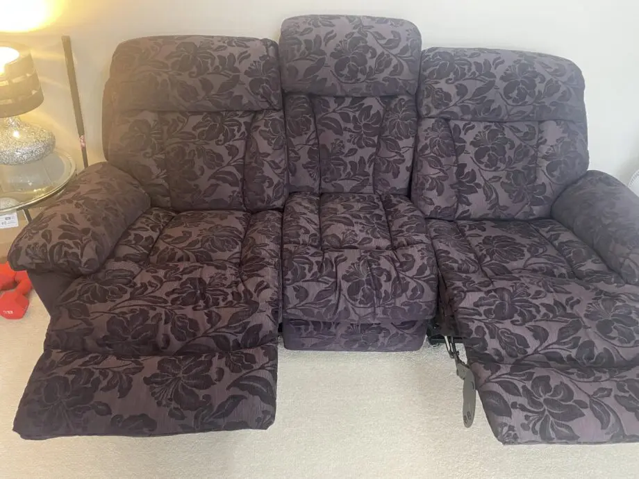SCS dark purple recliner sofa set (3 seater, 2 seater and armchair)
