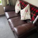 Brown leather sofa