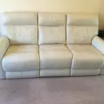 Harvey’s cream leather Brayden 3+2 seater sofas