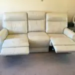 Harvey’s cream leather Brayden 3+2 seater sofas