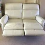 Harvey’s cream leather Brayden 3+2 seater sofas