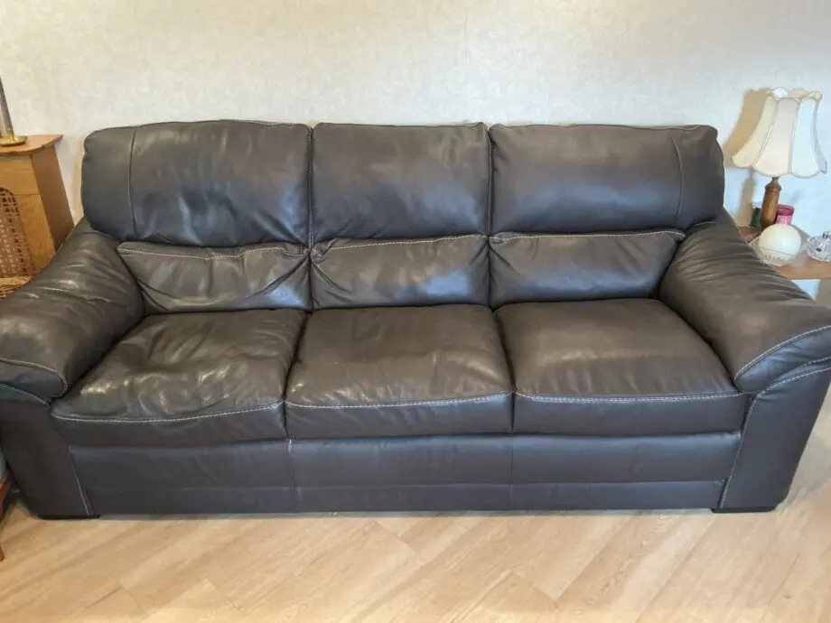 Furniture Village Chocolate Brown Leather Sofa & Chairs