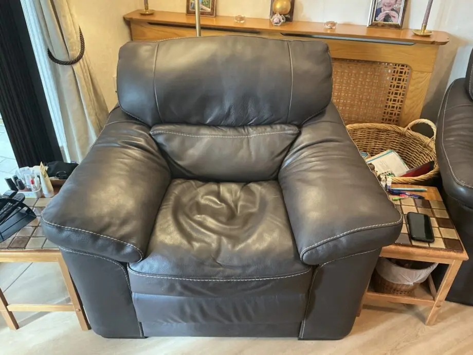 Furniture Village Chocolate Brown Leather Sofa & Chairs
