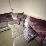 Crushed velvet corneas sofa & snuggle chair