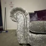 Crushed velvet corneas sofa & snuggle chair