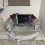Crushed velvet corneas sofa & snuggle chair