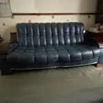 Italian Blue Leather Sofa