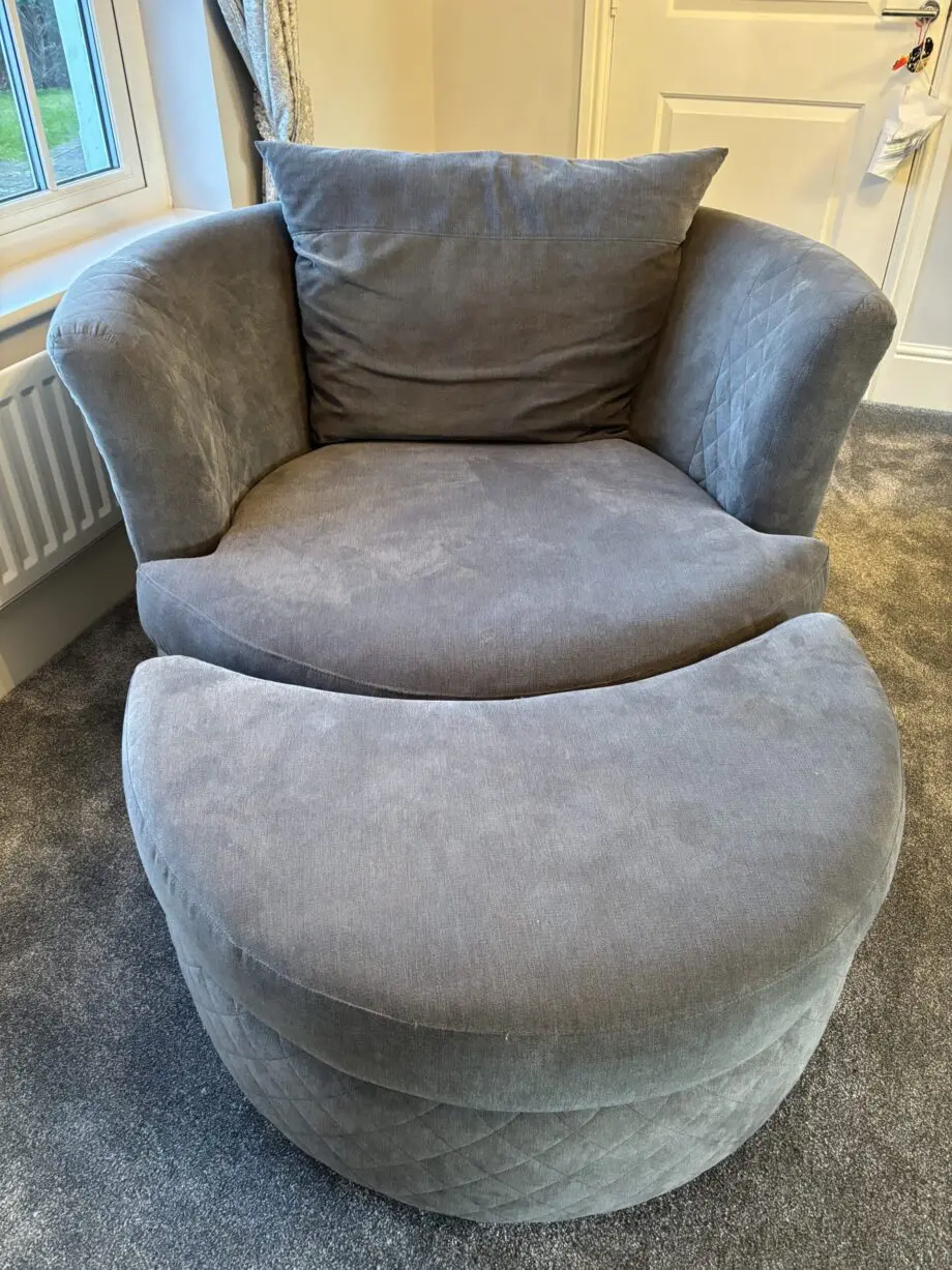 Spinning cuddle chair and footstool from DFS