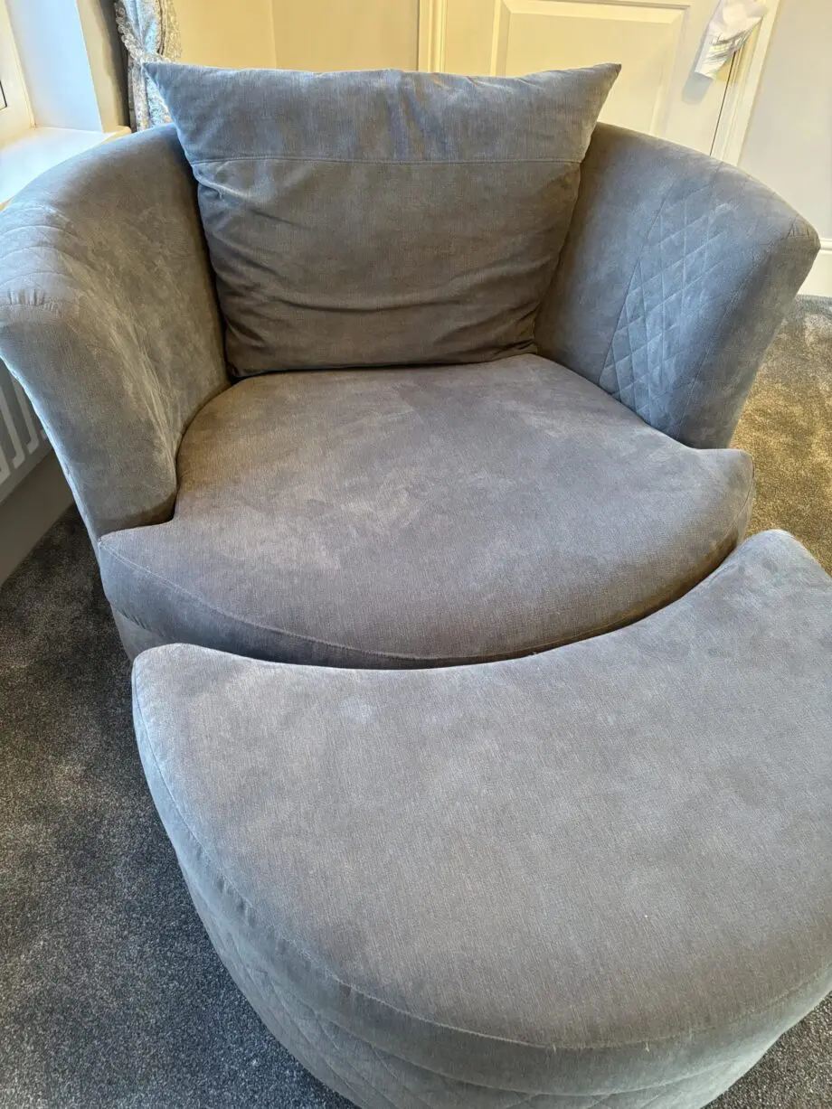 Spinning cuddle chair and footstool from DFS