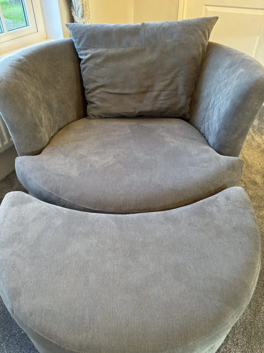 Spinning cuddle chair and footstool from DFS