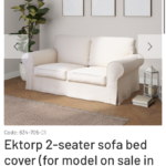 IKEA sofa bed with 2 covers one (white Dekoria Etna fabric) needs restitch at seam