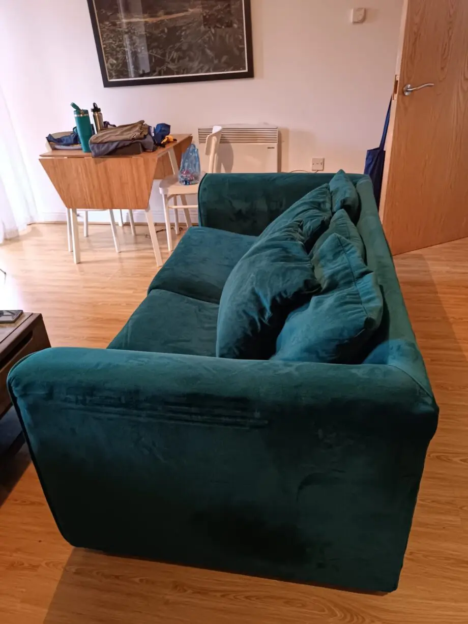 Teal velvet sofa
