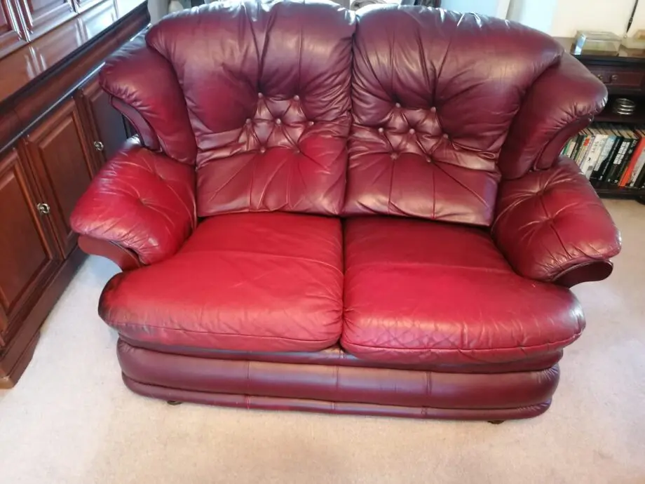 Orlando 2 seater maroon leather sofa