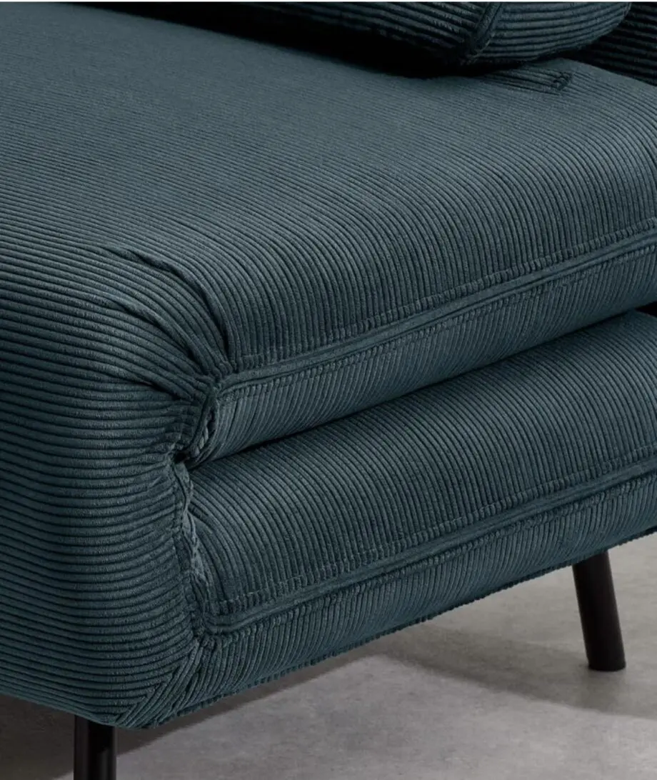 Kahlo Single Seat Sofa Bed, Teal Corduroy Velvet from Made.com
