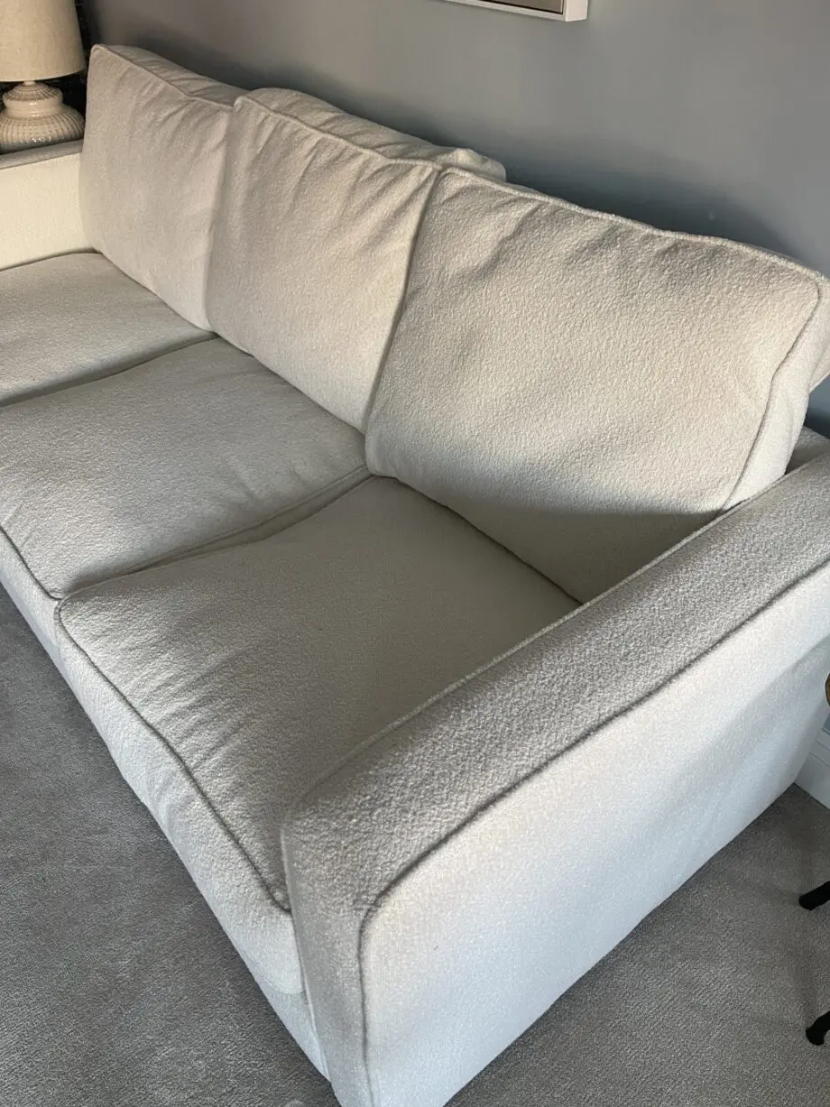 Modern Boucle Sofa 3 Seater with Armrests, Off-White