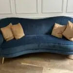 Sofology Perle sofa and armchair in Teal with gold feet