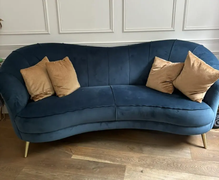 Sofology Perle sofa and armchair in Teal with gold feet