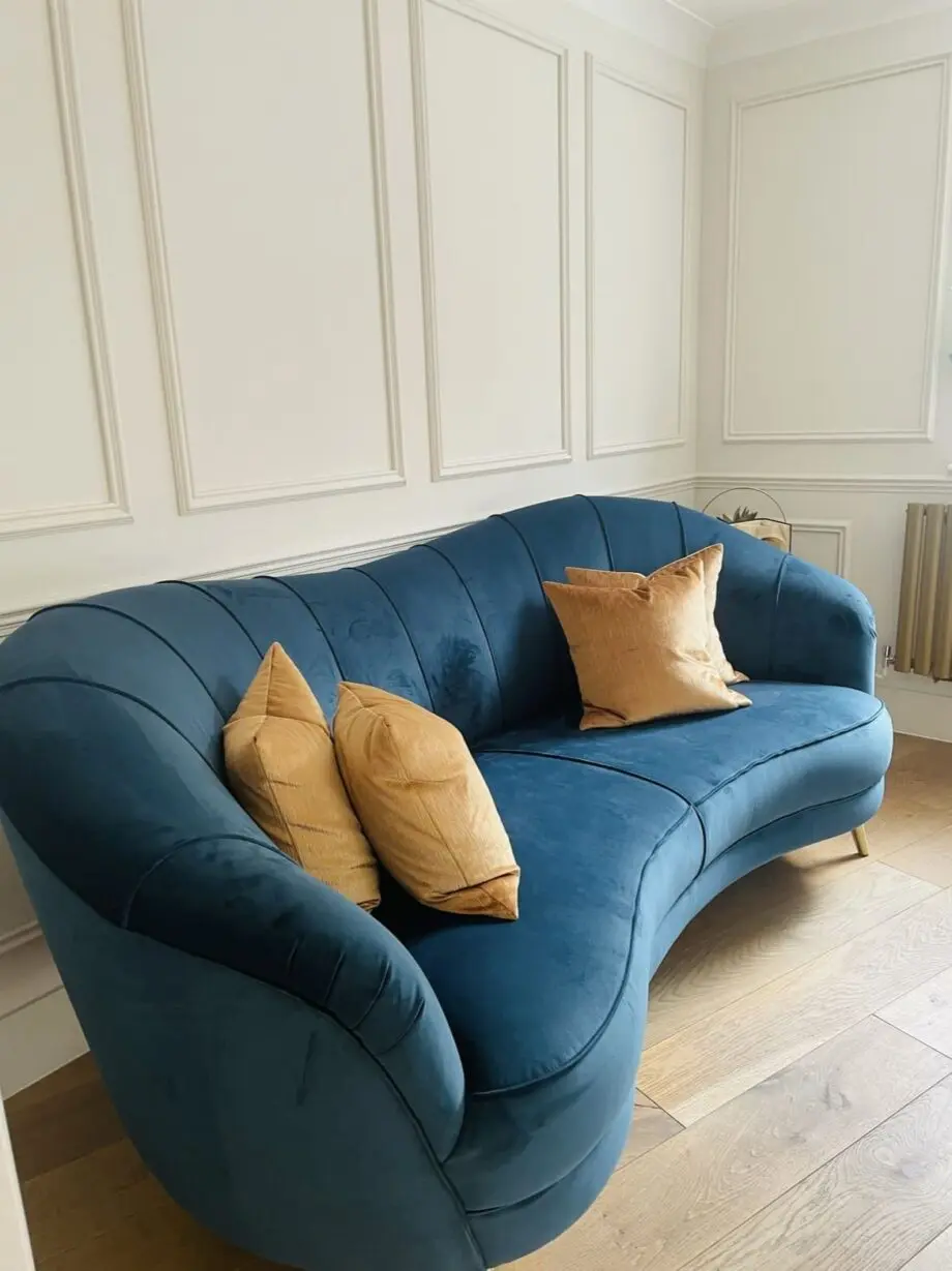 Sofology Perle sofa and armchair in Teal with gold feet