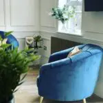 Sofology Perle sofa and armchair in Teal with gold feet