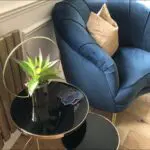 Sofology Perle sofa and armchair in Teal with gold feet