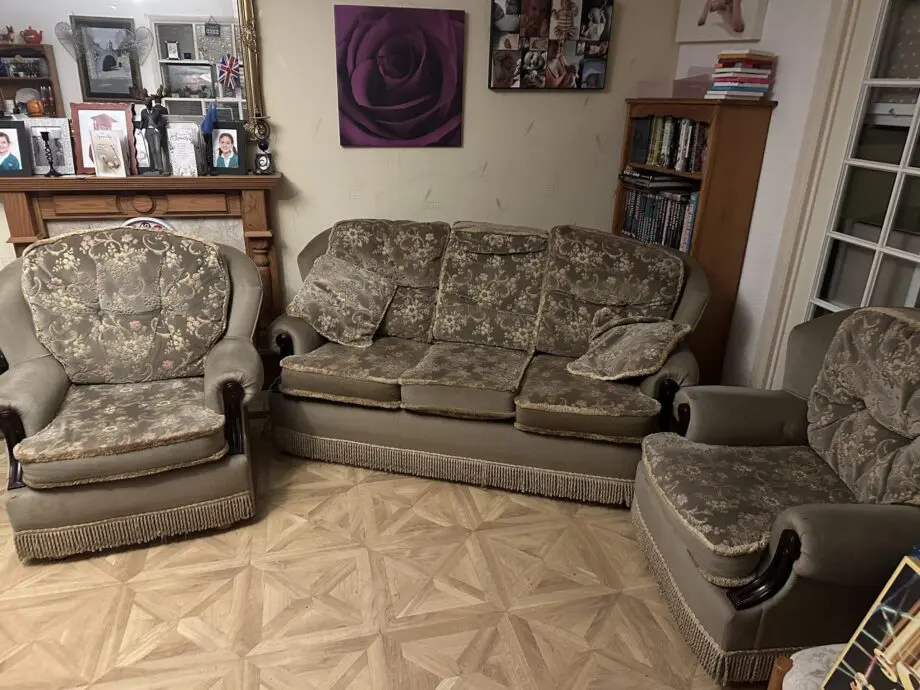 Free green three piece sofa