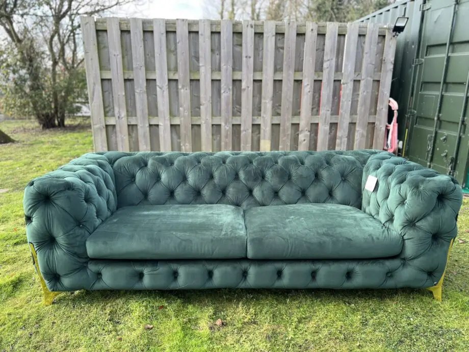 Chesterfield three seater in Forrest emerald green never been sat on