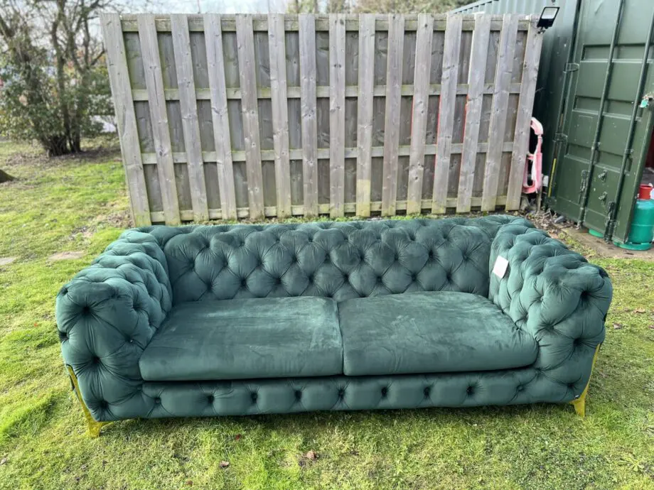 Chesterfield three seater in Forrest emerald green never been sat on