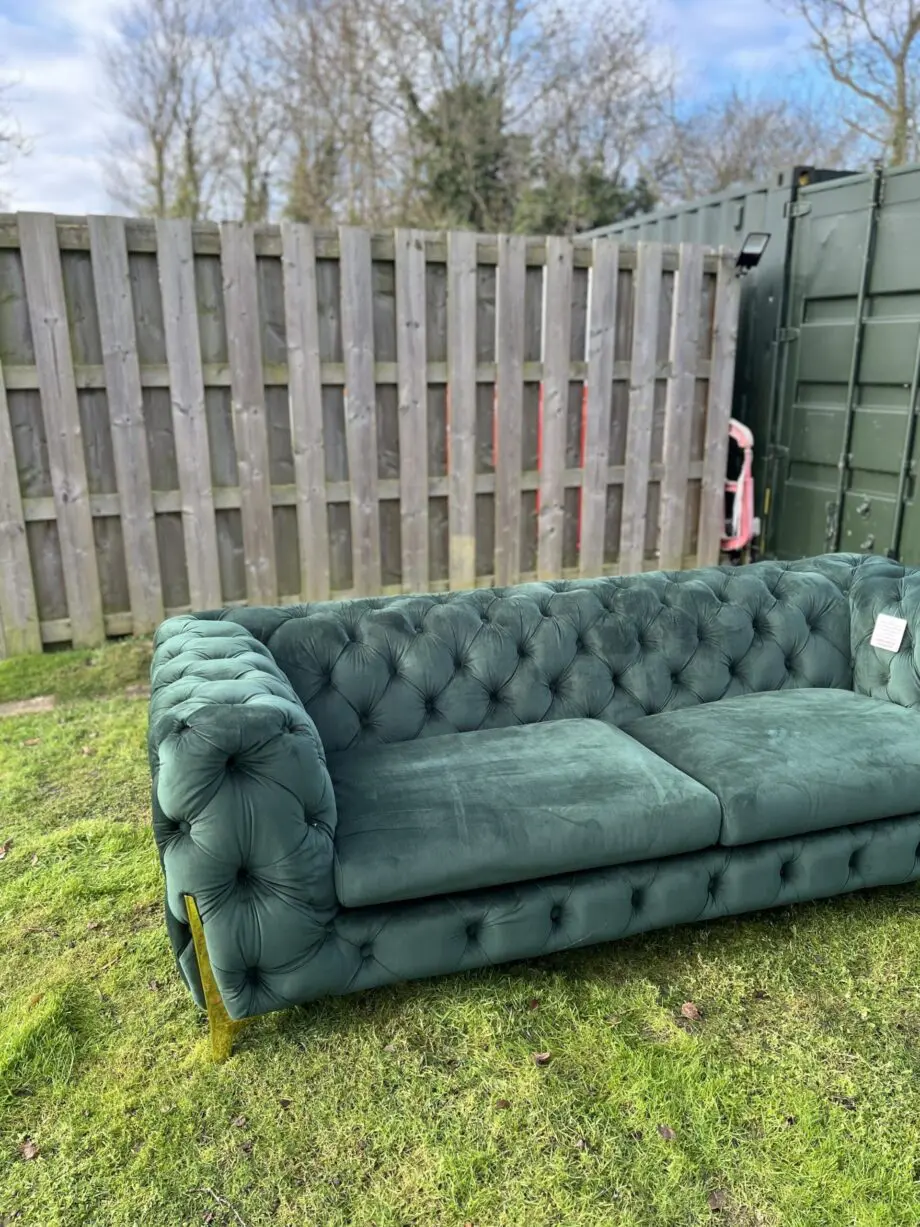 Chesterfield three seater in Forrest emerald green never been sat on