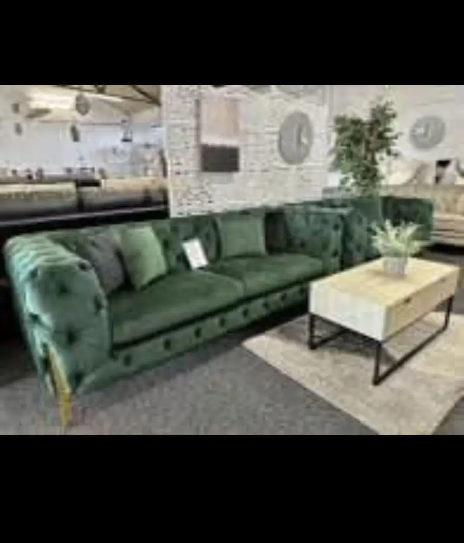 Chesterfield three seater in Forrest emerald green never been sat on