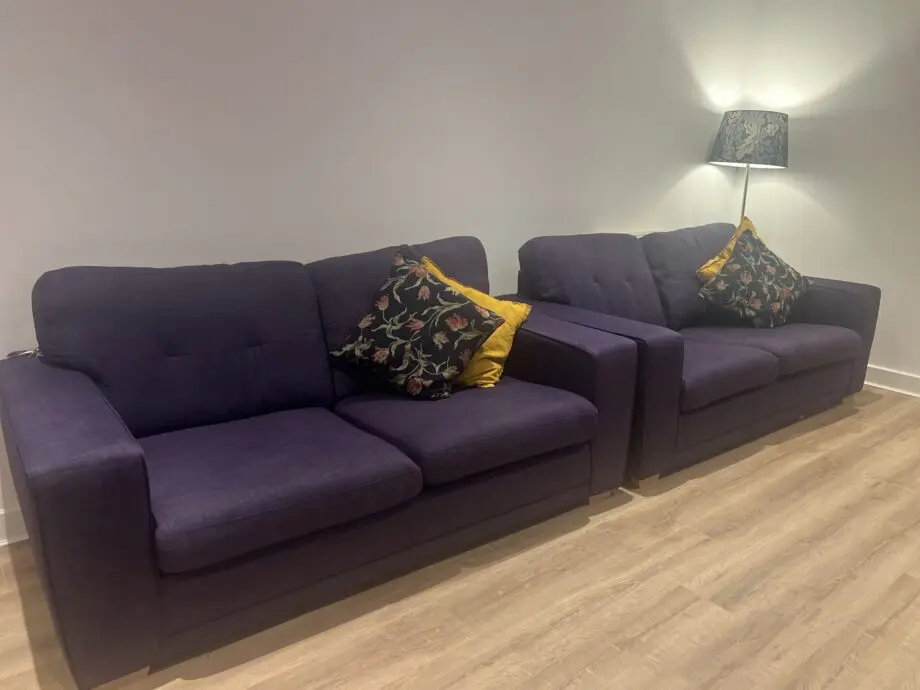 DFS -purple -3 seater sofas(x2)
