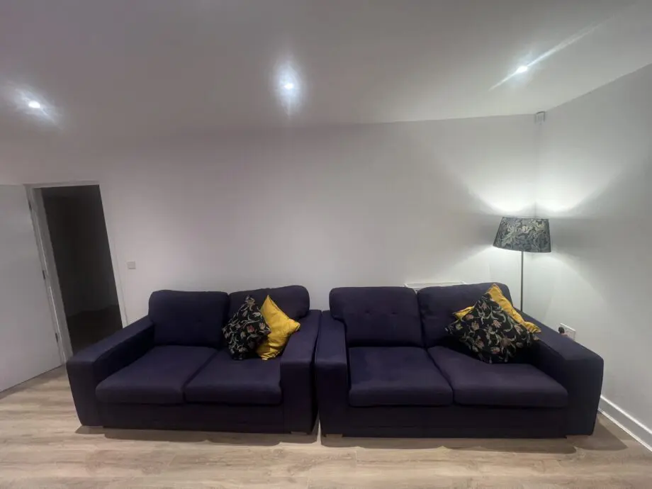 DFS -purple -3 seater sofas(x2)