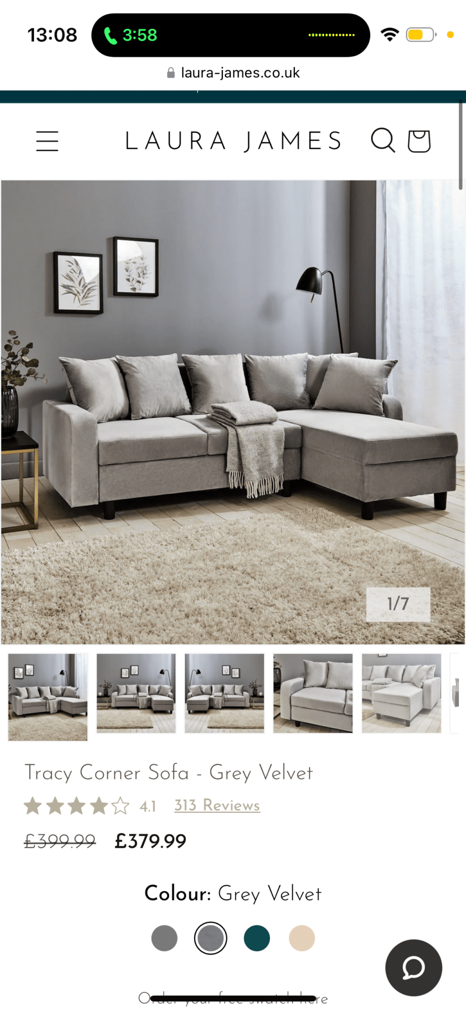 Laura James L Sofa Brand New