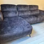 Sofology Dakota 3 Seater With Left Hand Facing Chaise Dark Grey Charcoal and a Storage Footstool