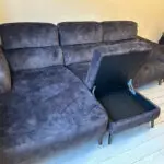Sofology Dakota 3 Seater With Left Hand Facing Chaise Dark Grey Charcoal and a Storage Footstool