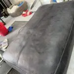 3 seater , 2 seater & foot stool leather, grey DFS