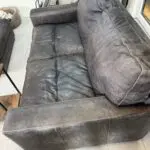 3 seater , 2 seater & foot stool leather, grey DFS