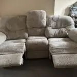 Beige electric recliner sofa set