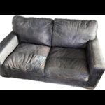 3 seater , 2 seater & foot stool leather, grey DFS
