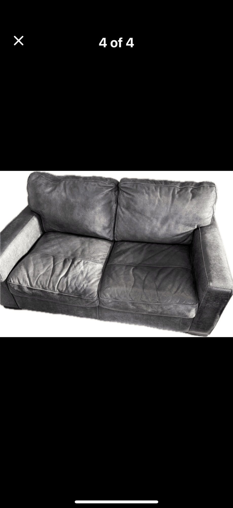 3 seater , 2 seater & foot stool leather, grey DFS