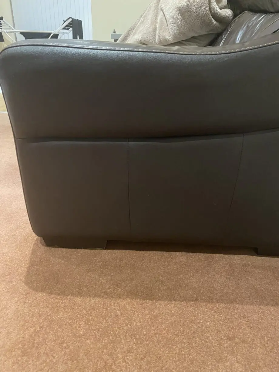 DFS Brown Leather Sofa. 3 Seater & 2 Seater and foot stool