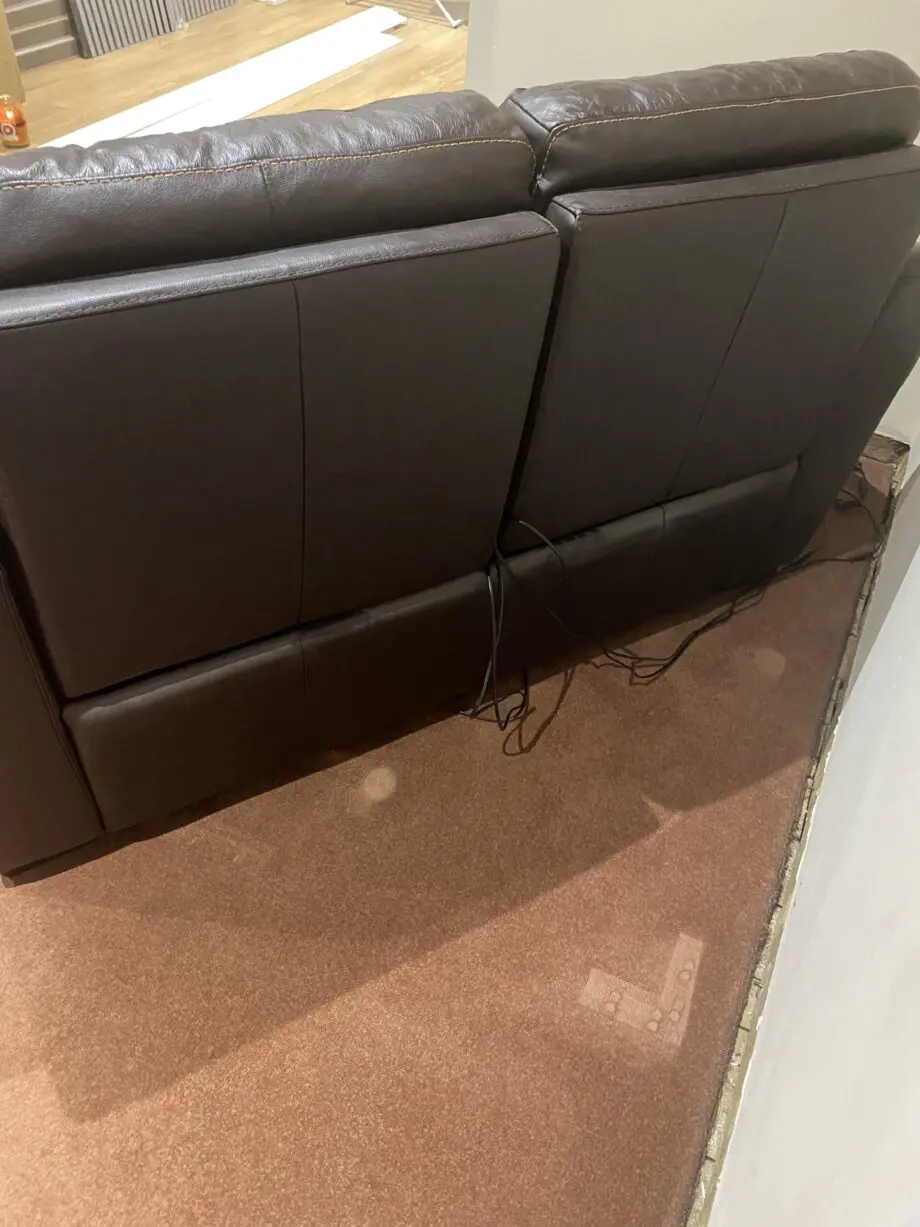 DFS Brown Leather Sofa. 3 Seater & 2 Seater and foot stool