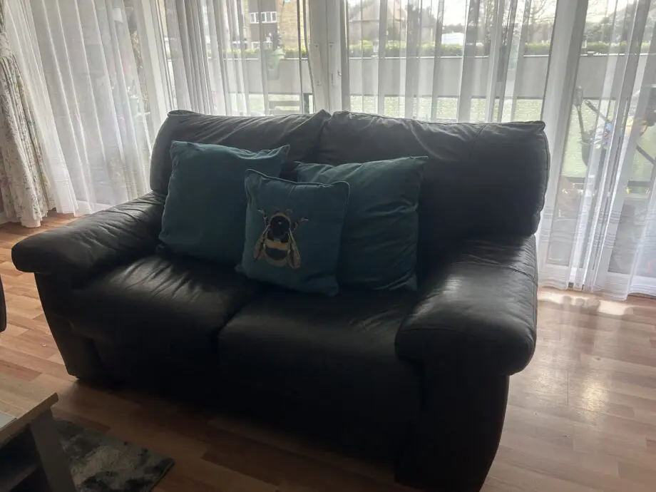 DFS Pavillion Dark Brown 2 seater leather sofa
