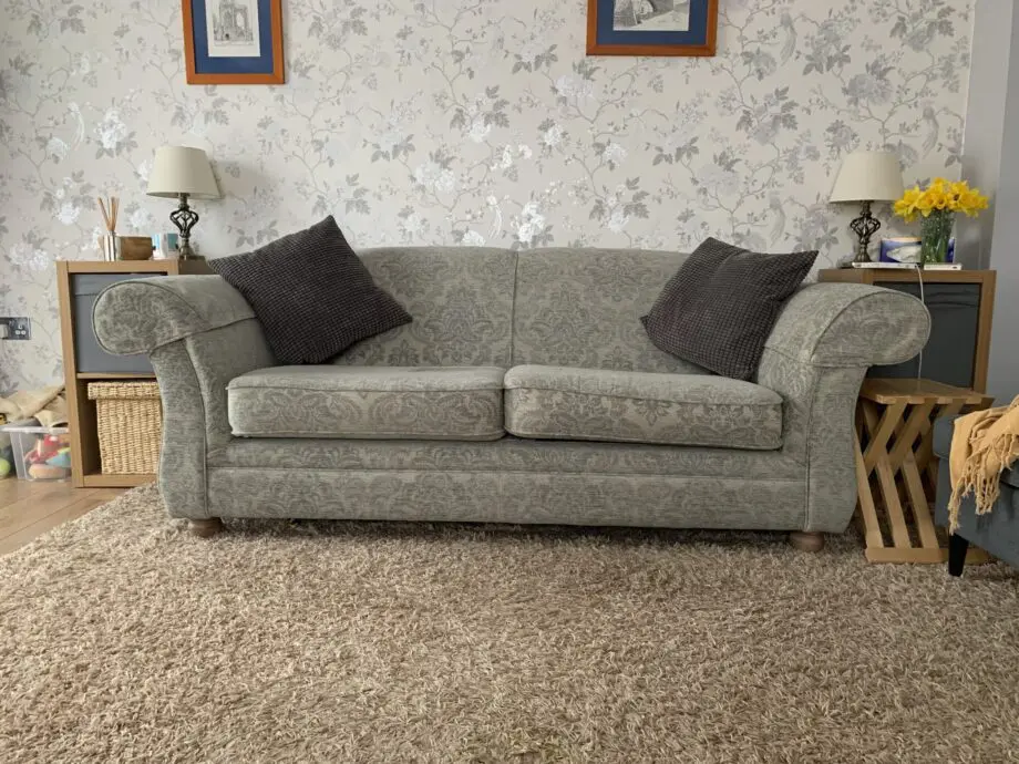 Grey Damask 3 seater sofa,