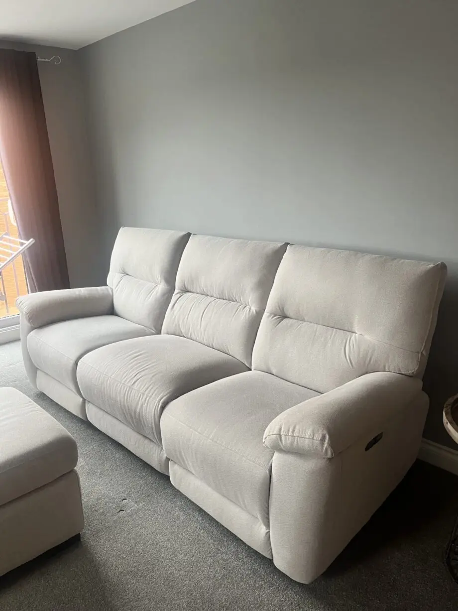 Caydance 3 seater power recliner sofa and footstool